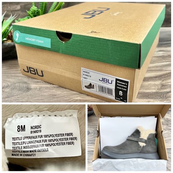NIB JBU Jambu Nordic Faux Fur Lined Ankle Boots Bootie Grey - Picture 12 of 13